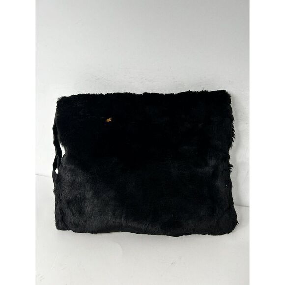 Handbags - Vintage Black Fur and Ruched Silk Wrist‎ Strap MUFF HANDBAG Talon Zipper EUC